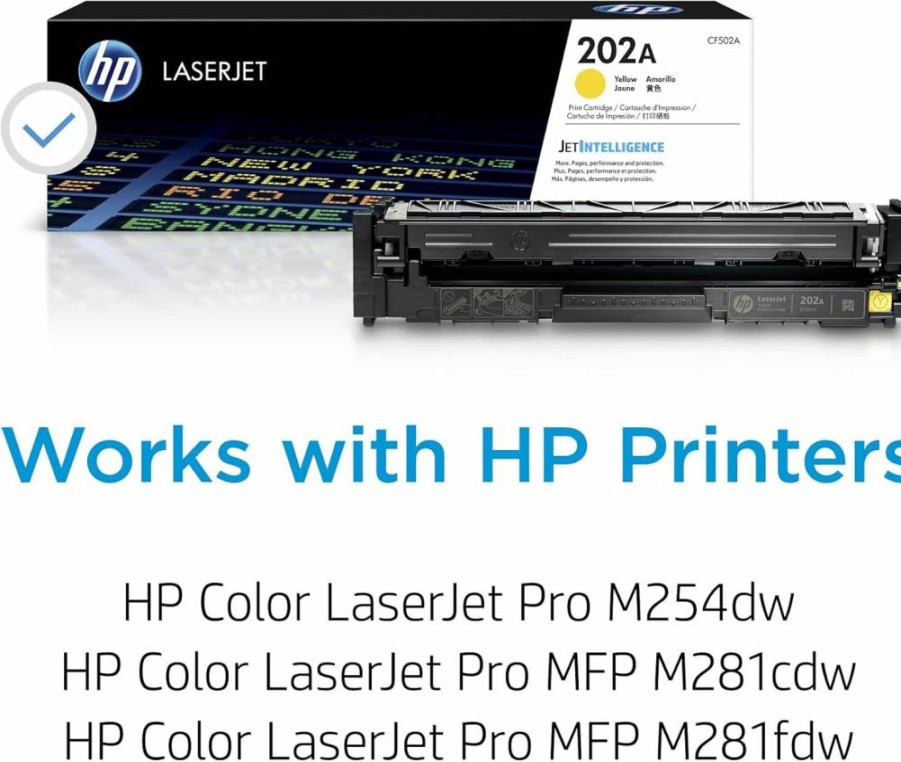 HP CF502A Yellow Toner Cartridge | Compatible with HP Color LaserJet Pro M254 & MFP M281 Series | High-Yield Replacement for HP 202A