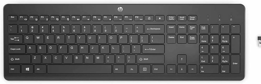 HP 230 Wireless Keyboard for Windows & Mac - Slim Quiet Design with Number Pad - Long Battery Life - Compatible with PC, Laptop (Black)