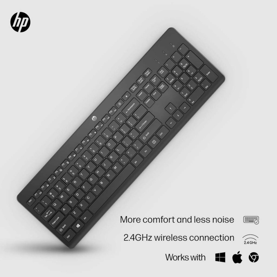 HP 230 Wireless Keyboard for Windows & Mac - Slim Quiet Design with Number Pad - Long Battery Life - Compatible with PC, Laptop (Black)