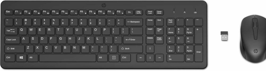 HP 330 Wireless Keyboard and Mouse Combo - 2.4GHz USB Receiver, Chiclet Keyboard with 12 Shortcut Keys, 1600DPI Multi-Surface Mouse, LED Indicators (Model 2V9E6AA)