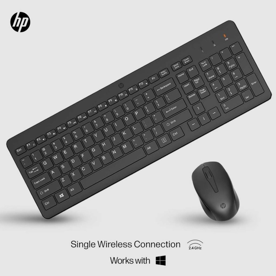 HP 330 Wireless Keyboard and Mouse Combo - 2.4GHz USB Receiver, Chiclet Keyboard with 12 Shortcut Keys, 1600DPI Multi-Surface Mouse, LED Indicators (Model 2V9E6AA)