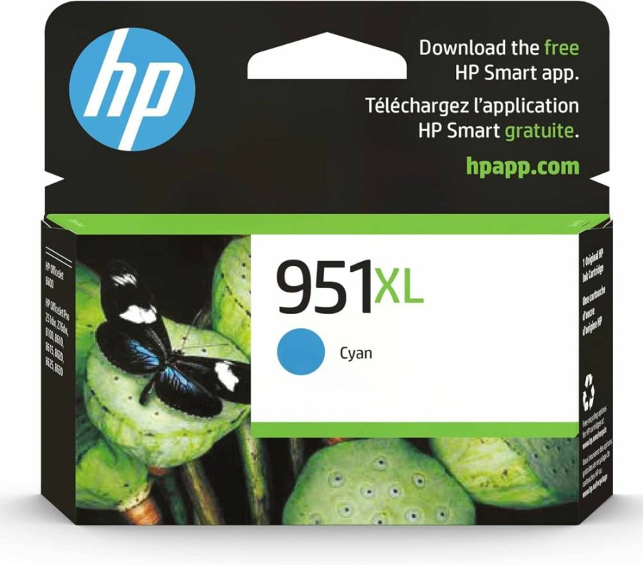HP 951XL Cyan High-Yield Ink Cartridge (CN046AN) - Compatible with OfficeJet 8600, Pro 251DW, 276DW, 8100, 8610, 8620, 8630 Printers | Instant Ink Eligible | Genuine HP Ink