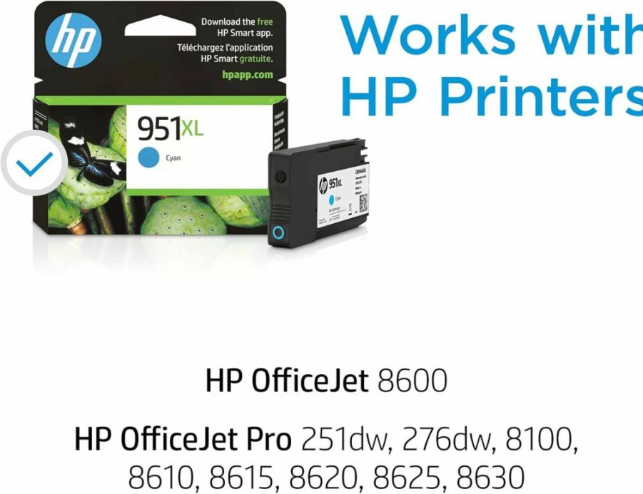 HP 951XL Cyan High-Yield Ink Cartridge (CN046AN) - Compatible with OfficeJet 8600, Pro 251DW, 276DW, 8100, 8610, 8620, 8630 Printers | Instant Ink Eligible | Genuine HP Ink