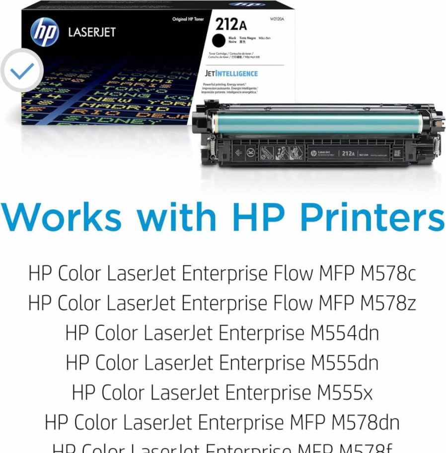 HP 212A Black Toner Cartridge (W2120A) - Compatible with HP Color LaserJet Enterprise M554, M555, MFP M578 Series Printers