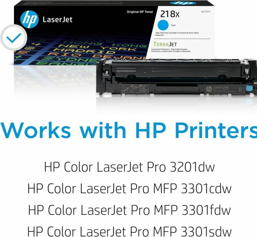 HP 218X Cyan Toner Cartridge High-Yield | Compatible with Color LaserJet Pro 3201, MFP 3301 Printers | W2181X Model | Original HP Brand