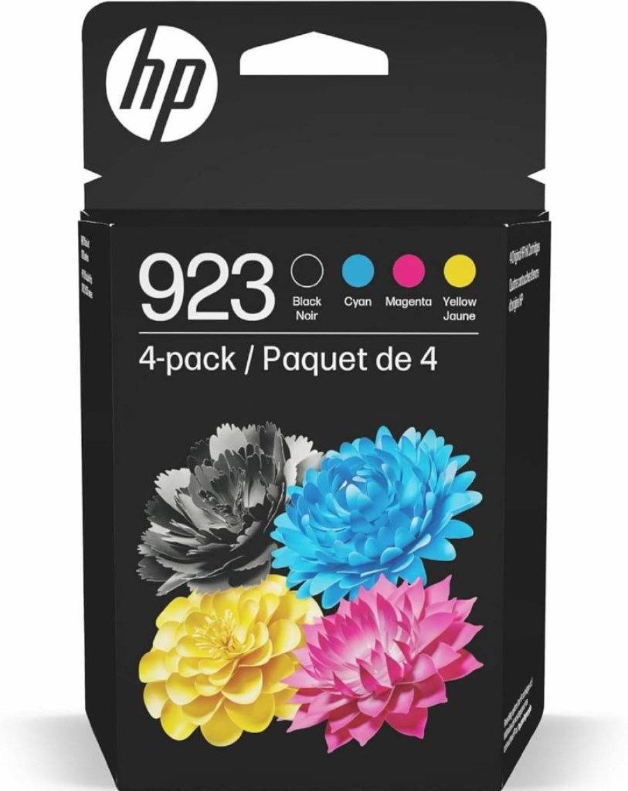HP 923 Black, Cyan, Magenta, Yellow Ink Cartridges 4-Pack | Compatible with OfficeJet 8120, OfficeJet Pro 8130 Printers | Instant Ink Eligible | 6C3Y6LN High-Yield Ink