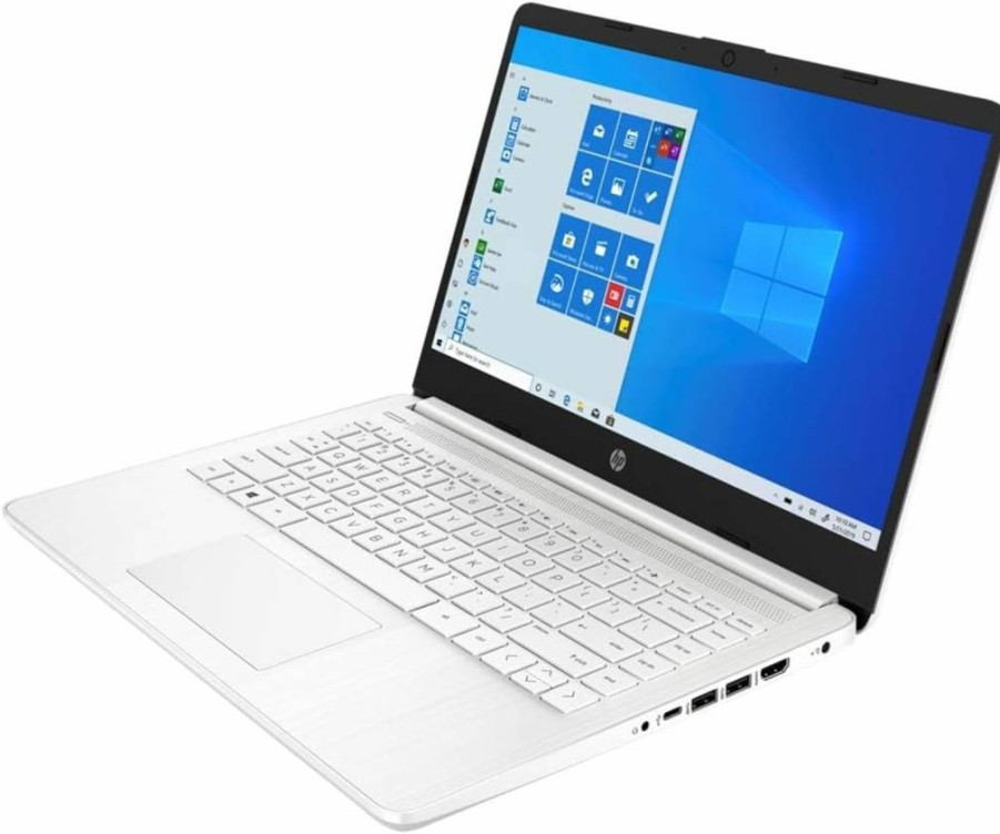 HP 14" HD Touchscreen Laptop - Intel Celeron N4020, 4GB RAM, 64GB Storage, Windows 11 Home, Thin & Light, Snowflake White (14-DQ0080NR) with 1-Year Microsoft 365