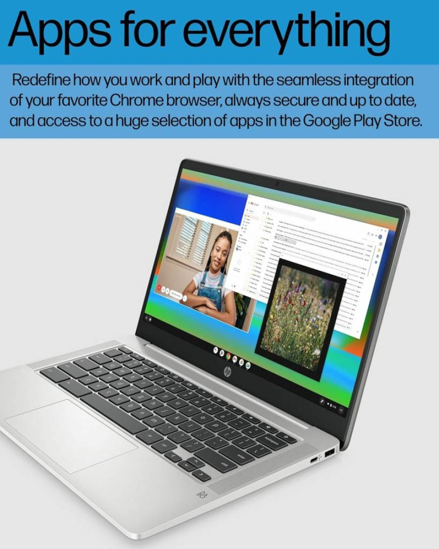 HP Chromebook X360 14" Laptop (14a-ca0050nr, 2021) - Intel Celeron, 4GB RAM, 32GB eMMC, HD Touchscreen, Chrome OS, Long Battery Life for Work, School & Streaming