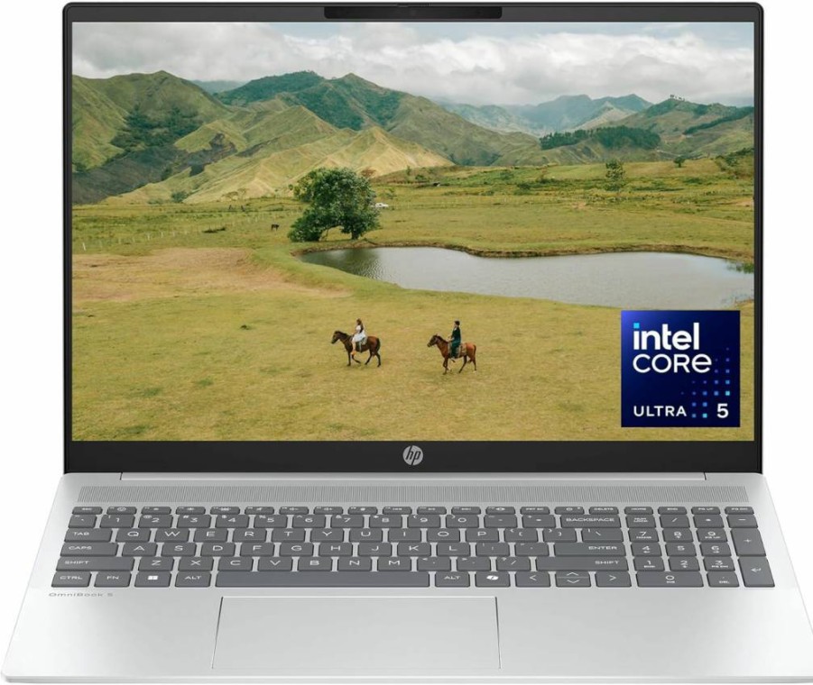 HP Omnibook 5 16-inch AI Laptop, Intel Core Ultra 5 225U, 16GB RAM, 512GB SSD, 2K Touchscreen, Windows 11 Home, Glacier Silver (16-Af1700Nr)
