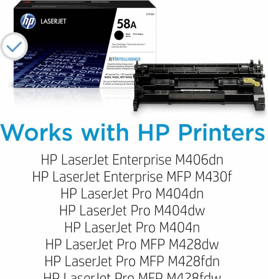 HP 58A Black Toner Cartridge (CF258A) - Compatible with HP LaserJet Pro M404, M428, Enterprise M406, MFP M430 Series Printers