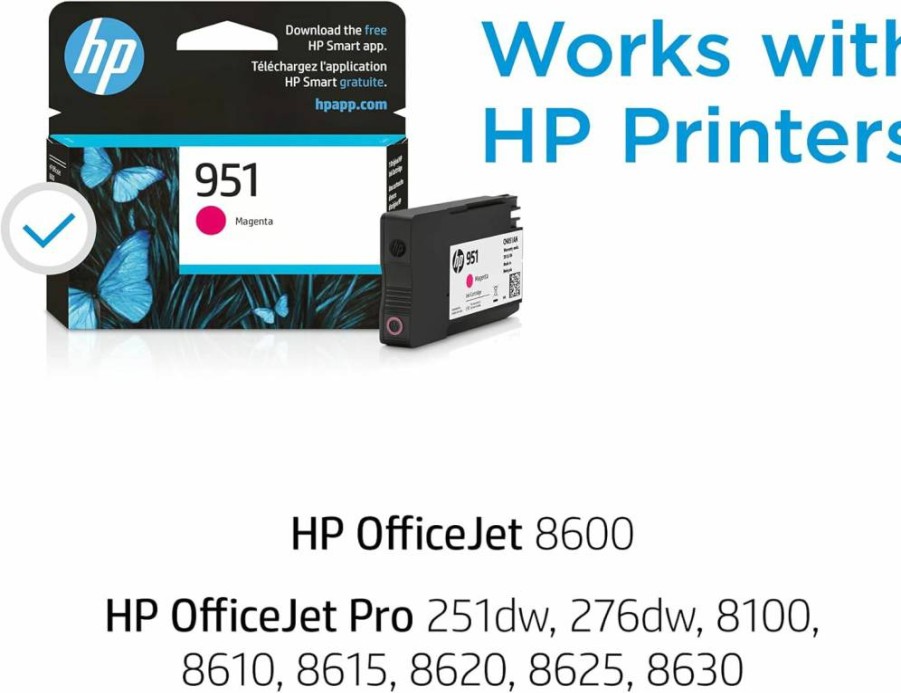 HP 951 Magenta Ink Cartridge | Compatible with HP OfficeJet Pro 8600, 8100, 8610, 8620, 8630 & Pro 251DW, 276DW Series | CN051AN | Instant Ink Eligible