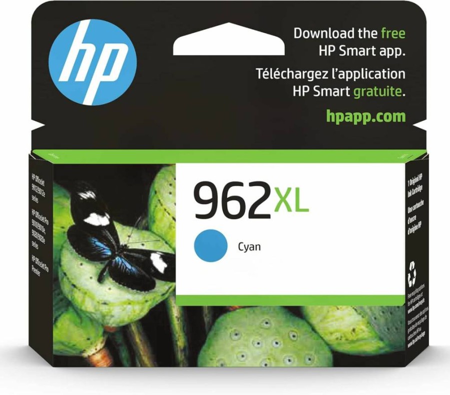 HP 962XL Cyan High-Yield Ink Cartridge – Compatible with OfficeJet Pro 9010, 9020 Series | Instant Ink Eligible | 3JA00AN | Genuine HP Printer Supplies