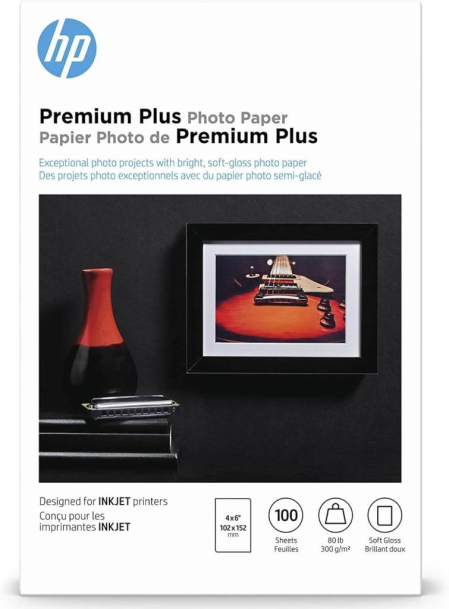HP Premium Plus Satin Photo Paper 4x6 Inches - 100 Sheets (CR666A) High-Quality for Inkjet Printers