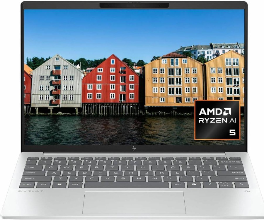 HP Omnibook 7 Aero 13.3" AI Laptop: Ryzen AI 5 340, 2K Display, 16GB RAM, 512GB SSD, Radeon 840M, Windows 11, Copilot+ PC, 50 TOPS NPU, Glacier Silver (13-BG1000NR)