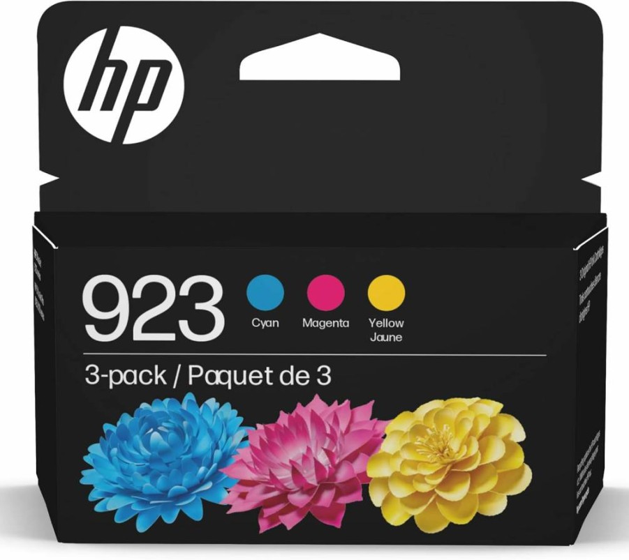 HP 923 Cyan, Magenta, Yellow Ink Cartridges 3-Pack – High Yield, Compatible with HP Printers (6C3Y4Ln)