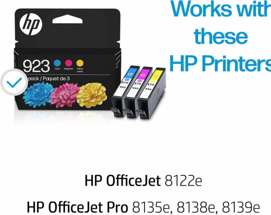 HP 923 Cyan, Magenta, Yellow Ink Cartridges 3-Pack – High Yield, Compatible with HP Printers (6C3Y4Ln)