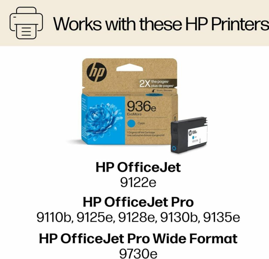 HP 936E Evomore High Yield Yellow Ink Cartridge – Compatible with OfficeJet 9120, Pro 9100, Wide Format 9700 Series | Carbon Neutral | 4S6V5Ln