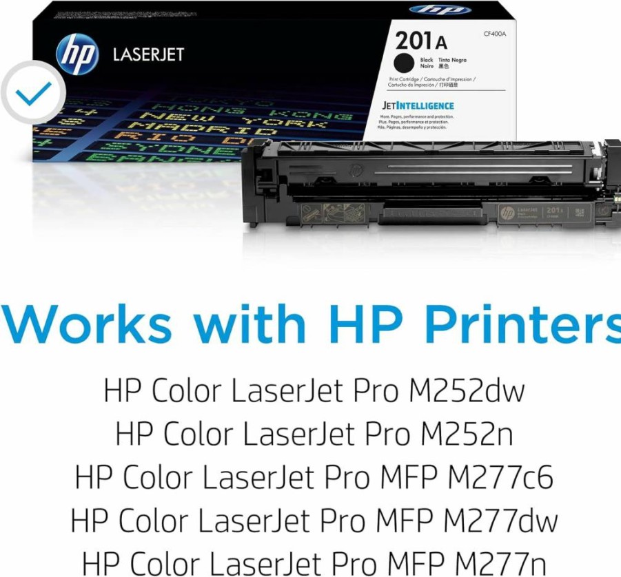 HP 201A Black Toner Cartridge | Compatible with HP Color LaserJet Pro M252, MFP M277 Series | CF400A Replacement | High-Yield Printing