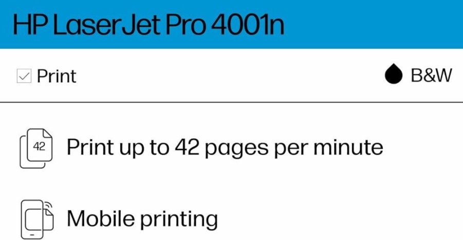 HP LaserJet Pro 4001N Monochrome Laser Printer - Fast Printing, Easy Setup, Mobile & USB/Ethernet Connectivity, Enhanced Security for Office Use