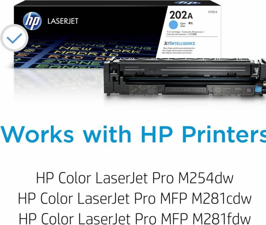 HP CF501A Cyan Toner Cartridge | Compatible with HP Color LaserJet Pro M254, MFP M281 Series | High-Yield 202A Replacement | Original HP Quality