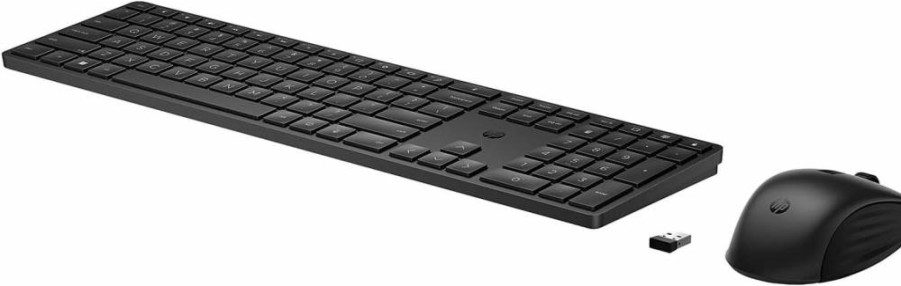 HP 650 Wireless Keyboard and Mouse Combo - 2.4GHz USB Receiver, Low-Profile Design, 20+ Programmable Keys, Adjustable DPI Mouse - Compatible with Windows, macOS, Chrome - Long Battery Life (4R013AA#ABL)