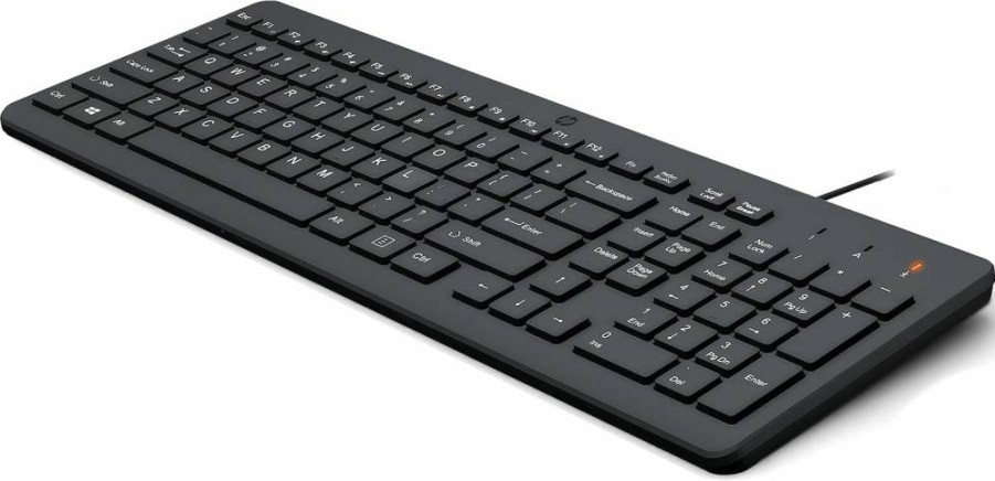HP 150 Wired USB Keyboard with Numeric Keypad - Silent Touch Chiclet Keys - Ergonomic Design - Plug & Play - LED Indicators - Black (664R5AA)