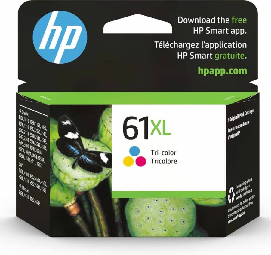 HP 61XL Tri-Color High-Yield Ink Cartridge | Compatible with Deskjet 1000, 1510, 2050, 2510, 2540, 3000, 3050, 3510; Envy 4500, 5530; Officejet 2620, 4630 Printers | Instant Ink Ready | CH564WN | Genuine HP Ink