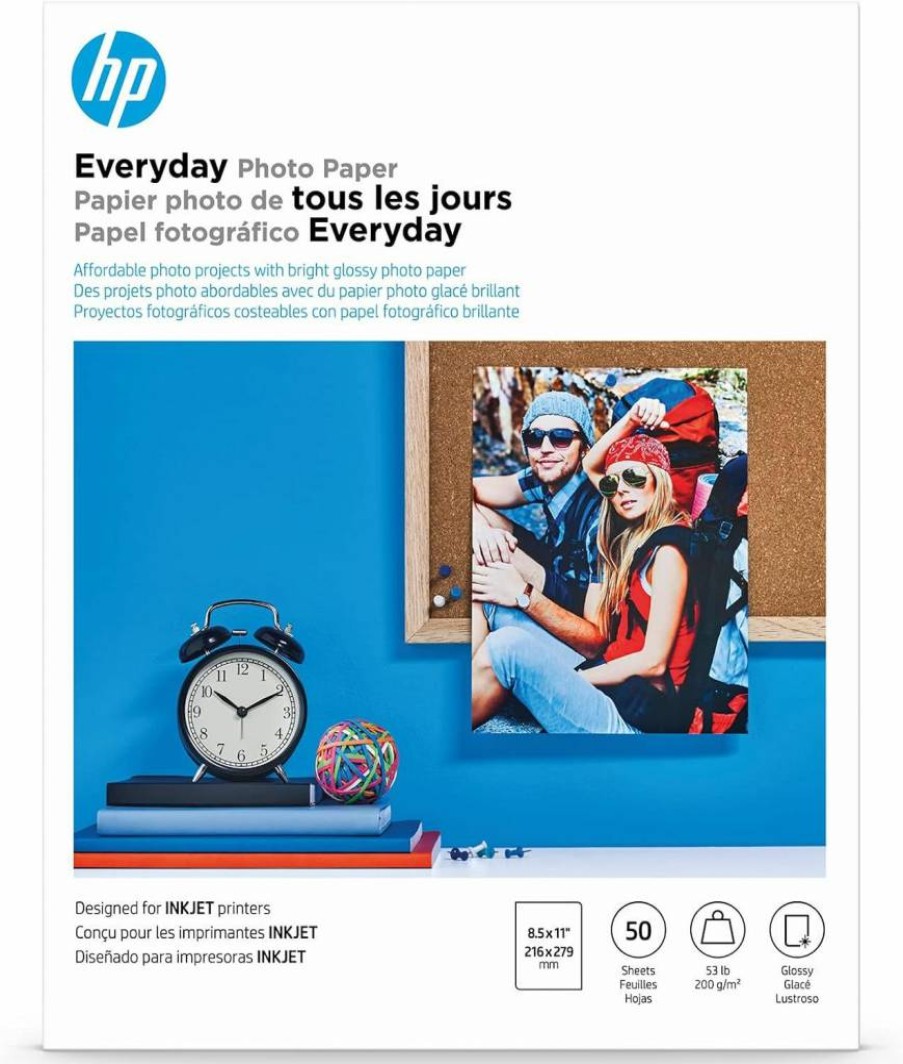 HP Glossy Photo Paper 8.5x11 Inches - 50 Sheets (Q8723A) Premium Everyday Printing