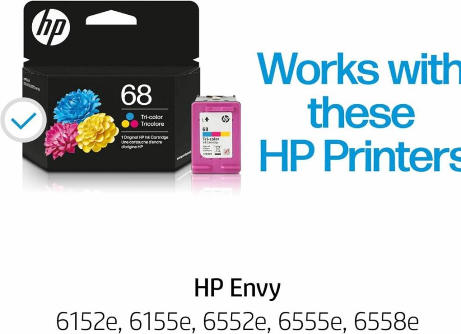 HP 68 Tri-Color Ink Cartridge – Compatible with Envy 6100E, 6500E Series Printers | Instant Ink Eligible | High-Yield 7Fp20Tn Replacement Ink