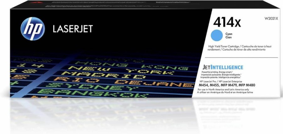 HP 414X Cyan High-Yield Toner Cartridge – Compatible with HP Color LaserJet Pro M454, MFP M479, Enterprise M455dn, MFP M480f | W2021X