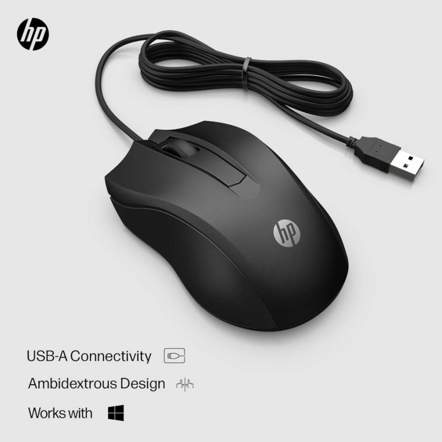 HP X500 Wired USB Mouse for PC, Laptop, Mac, Chromebook - Ambidextrous Ergonomic Black Mouse (E5E76AA#ABA)