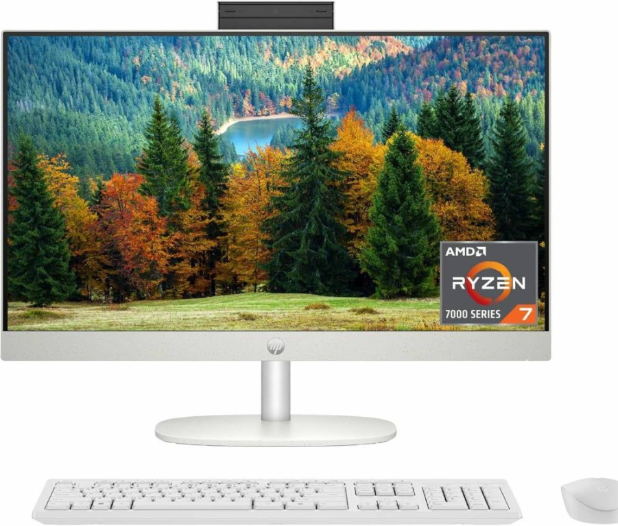 HP 27-Cr0060 All-in-One Desktop PC (2023) - 27" FHD Display, AMD Ryzen 5 7520U, 8GB RAM, 512GB SSD, Radeon Graphics, Windows 11 Home