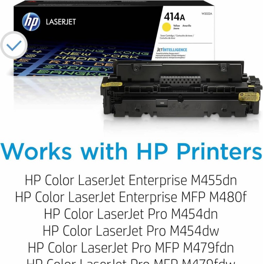 HP 414A Yellow Toner Cartridge | Compatible with HP Color LaserJet Pro M454dn, MFP M479dw | W2022A | High-Yield Replacement