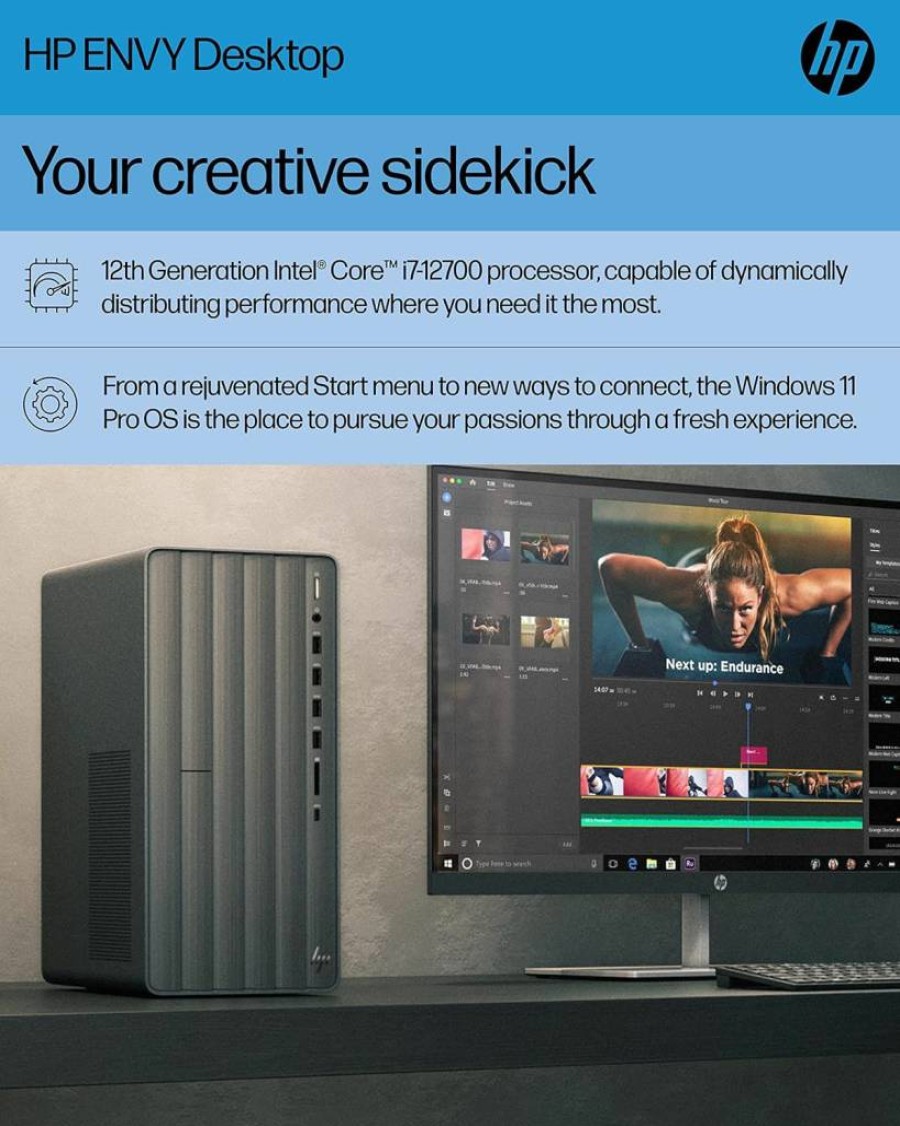 HP Envy Desktop PC TE01-5012 (2024) - Intel Core i5-14400, 8GB RAM, 512GB SSD, Intel UHD Graphics 730, Windows 11 Home