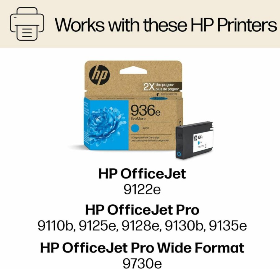 HP 936E High Yield Black Ink Cartridge | Compatible with OfficeJet Pro 9100, 9120, Wide Format 9700 Printers | Carbon Neutral | 4S6V6LN | Genuine HP Evomore Ink
