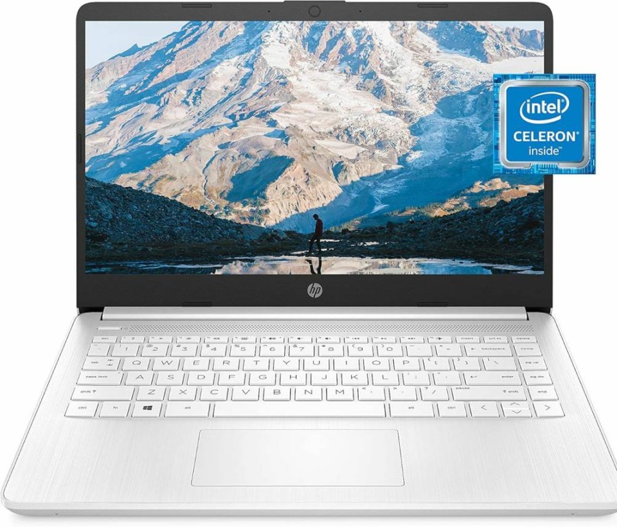 HP 14" Laptop, Intel Celeron N4020, 4GB RAM, 64GB eMMC, Windows 11 Home, Thin & Light, HD Display, Snowflake White (14-DQ0040NR) with 1-Year Microsoft 365