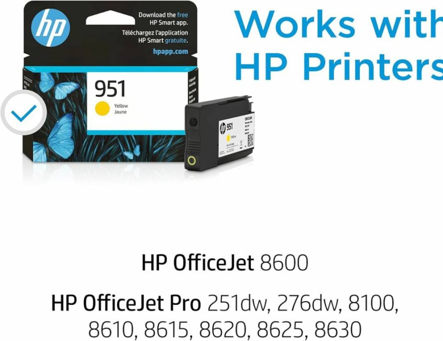 HP 951 Yellow Ink Cartridge (CN052AN) - Compatible with OfficeJet Pro 251DW, 276DW, 8600, 8100, 8610, 8620, 8630 Series - Instant Ink Eligible