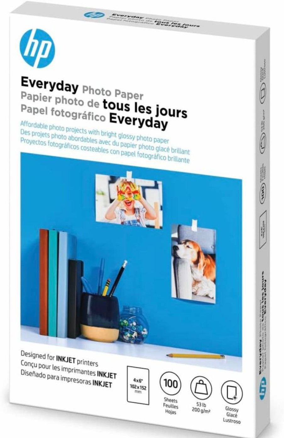 HP Glossy Photo Paper 4x6 Inches - 100 Sheets (CR759A) Premium Quality for Everyday Printing