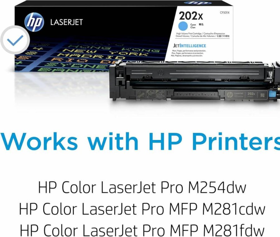 HP CF501X Cyan Toner Cartridge | High-Yield for HP Color LaserJet Pro M254 & MFP M281 Series | Compatible Printer Models