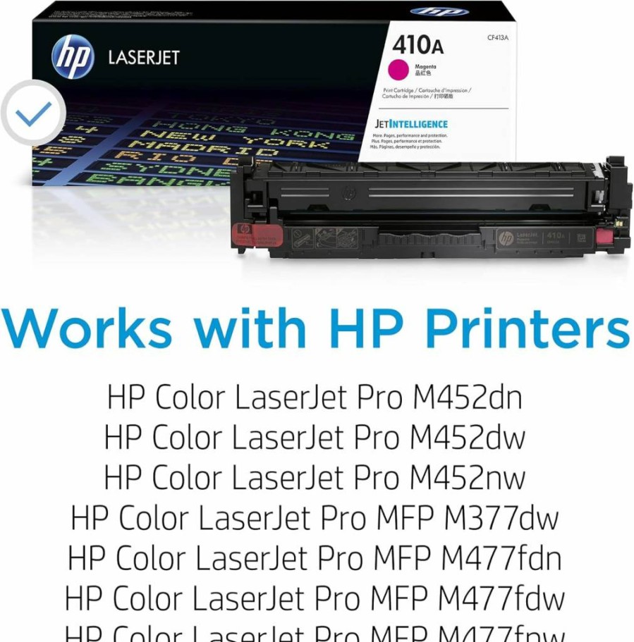 HP 410A Magenta Toner Cartridge | CF413A | Compatible with HP Color LaserJet Pro M452, MFP M377, M477 Series | High-Yield Printing