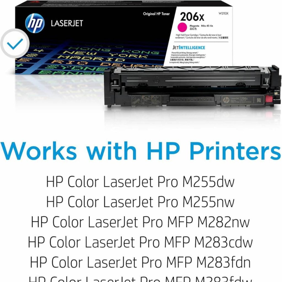 HP 206X Magenta High-Yield Toner Cartridge | Compatible with HP Color LaserJet Pro M255, MFP M282, M283 Series | W2113X | Genuine HP Toner