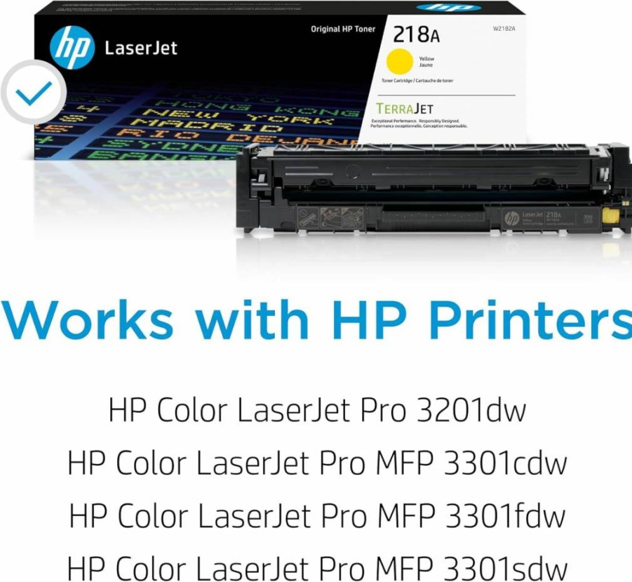 HP 218A Yellow Toner Cartridge (W2182A) - Compatible with Color LaserJet Pro 3201 & MFP 3301 Series | High-Yield Genuine HP Toner