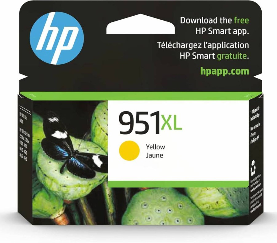 HP 951XL Yellow High-Yield Ink Cartridge | Compatible with OfficeJet 8600, Pro 251DW, 276DW, 8100, 8610, 8620, 8630 Printers | CN048AN | Instant Ink Eligible
