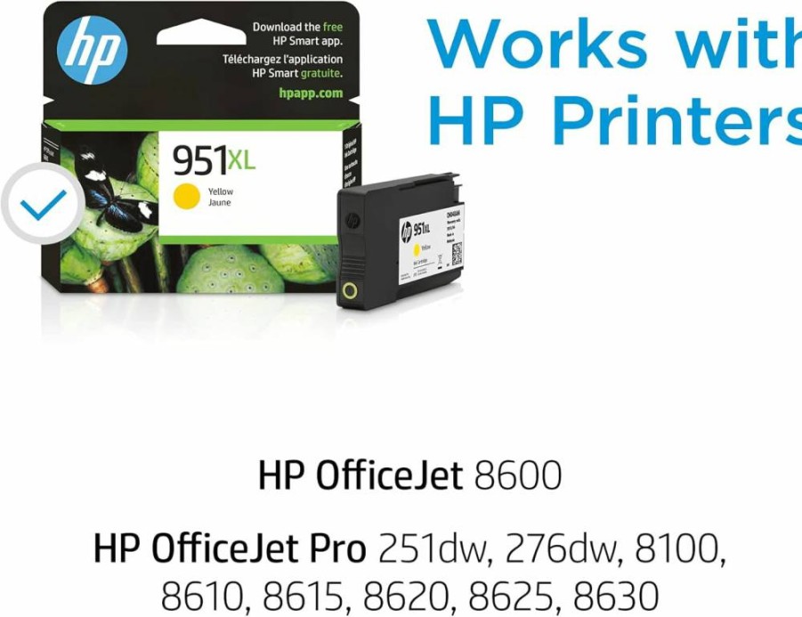 HP 951XL Yellow High-Yield Ink Cartridge | Compatible with OfficeJet 8600, Pro 251DW, 276DW, 8100, 8610, 8620, 8630 Printers | CN048AN | Instant Ink Eligible