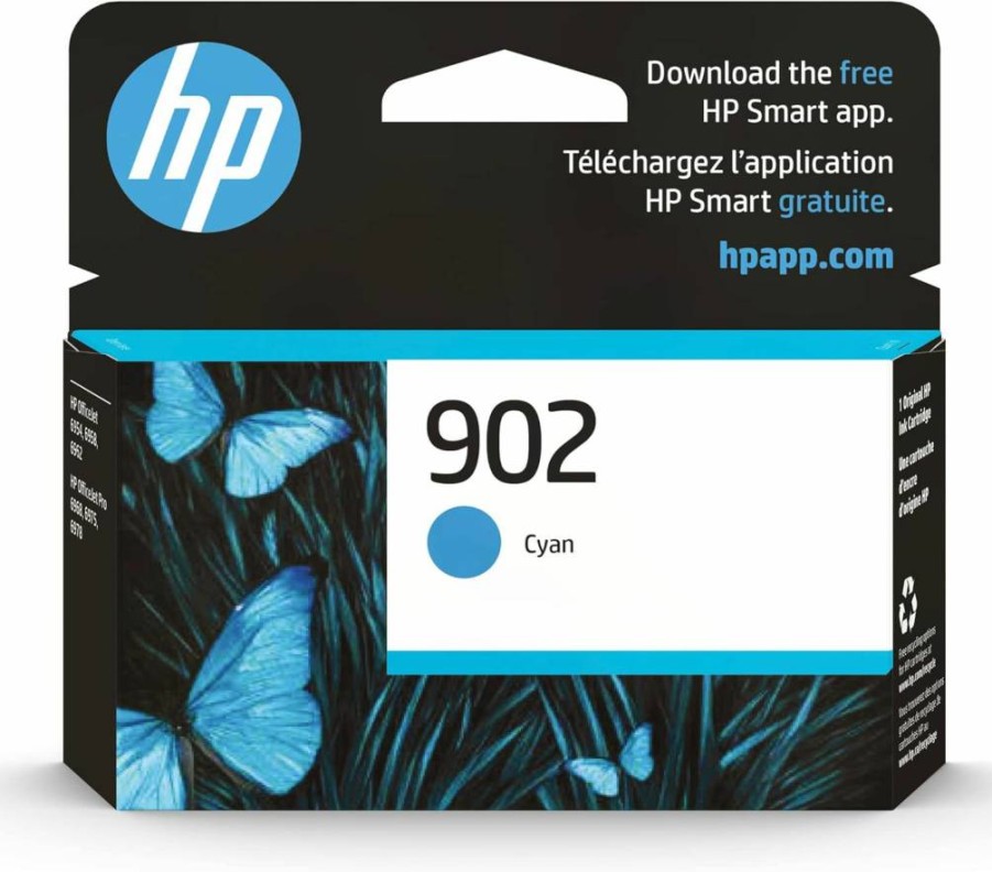 HP 902 Cyan Ink Cartridge T6L86A – Compatible with HP OfficeJet 6950, 6960, Pro 6960, 6970 Series – Instant Ink Eligible