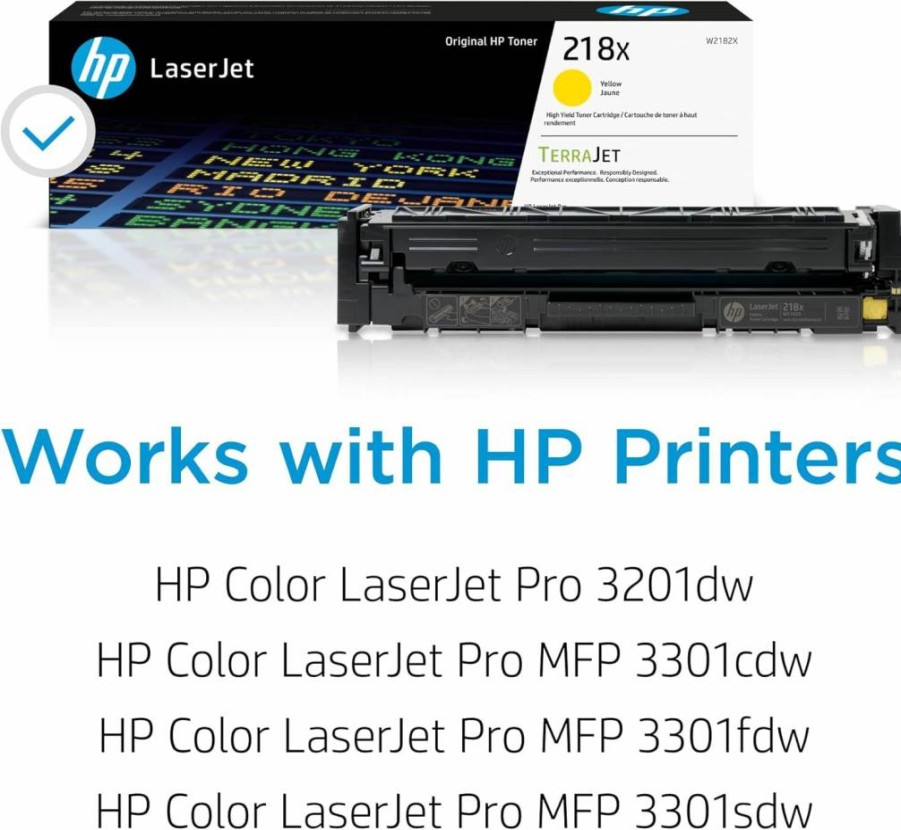 HP 218X Yellow High-Yield Toner Cartridge | Compatible with Color LaserJet Pro 3201, MFP 3301 Printers | W2182X Model | Genuine HP Replacement Toner