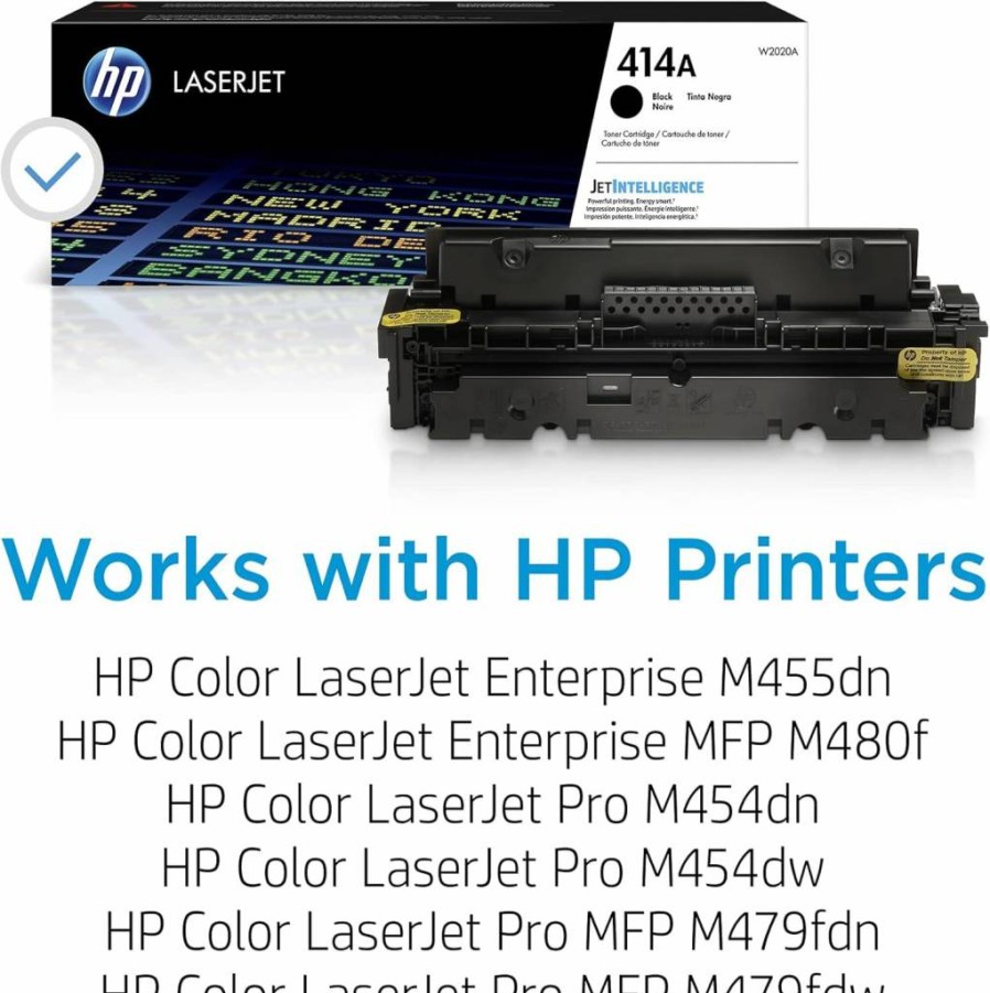 HP 414A Black Toner Cartridge (W2020A) - Compatible with HP Color LaserJet Pro M454, M479 Series & Enterprise M455dn, MFP M480f - 1-Pack